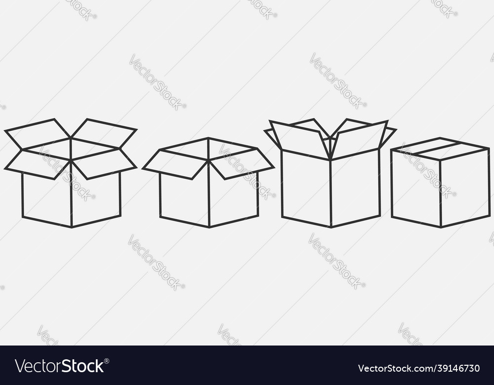 Set von Box Line Icons Paket Lieferboxen