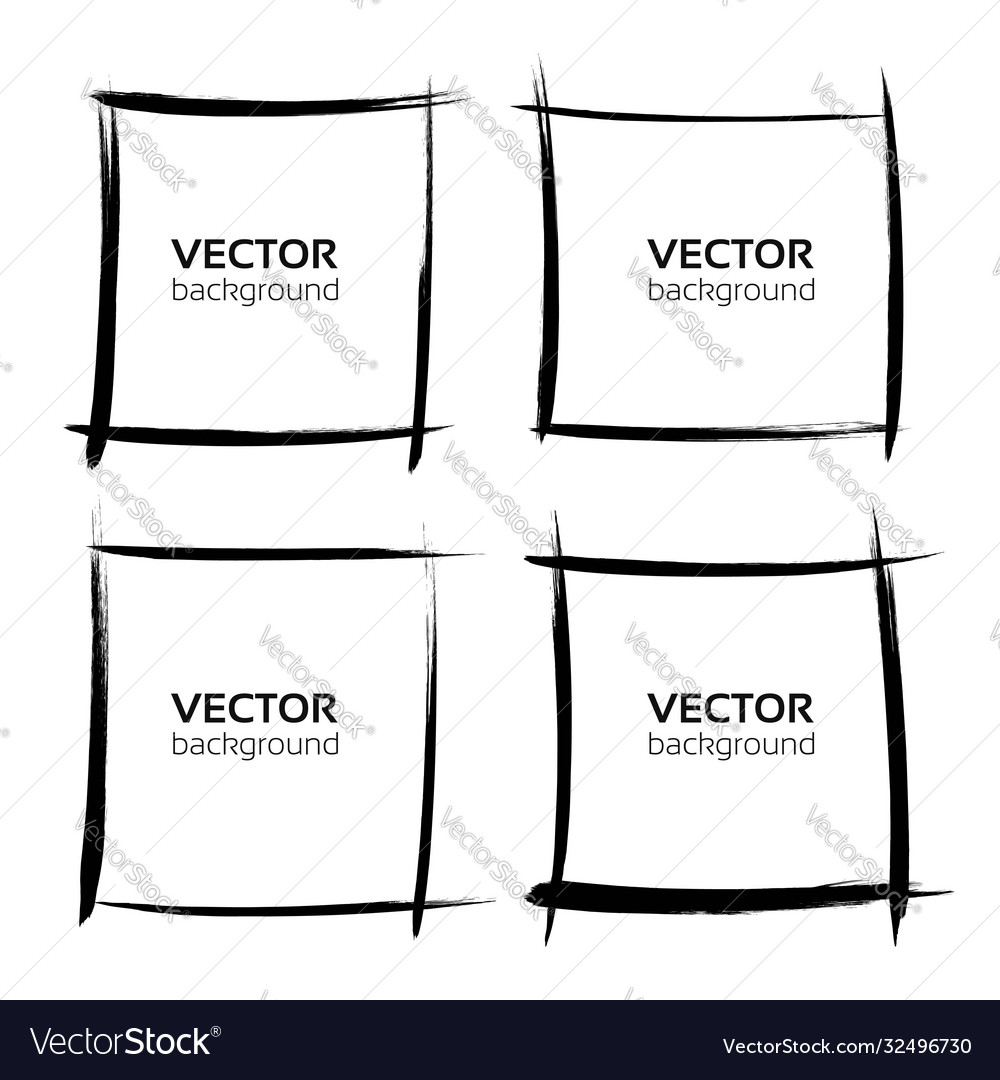 Square frames from thin black textured strokes Vector Image