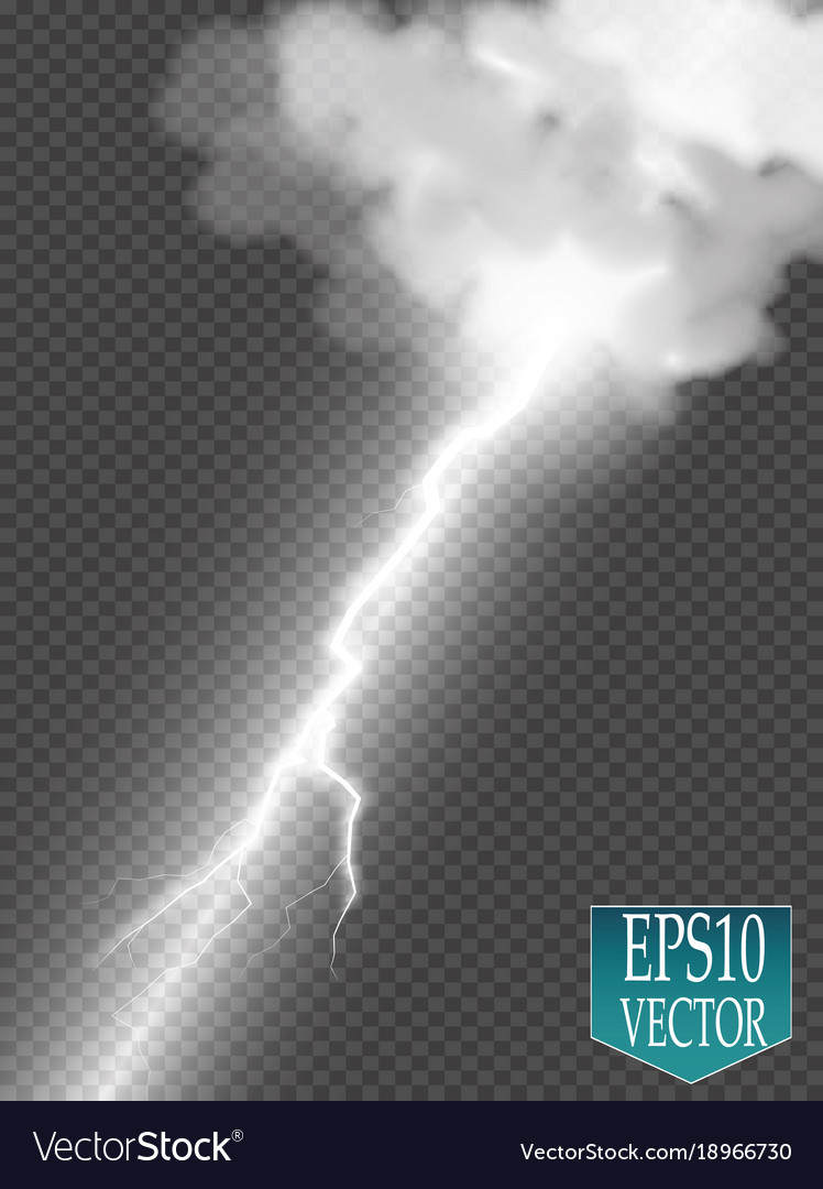 Storm with lightning isolated on transparent