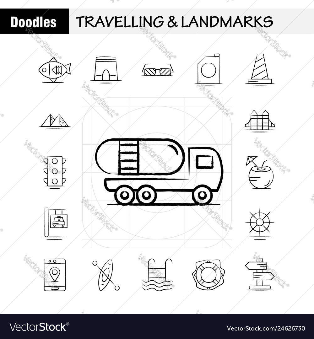 Travelling and landmarks hand drawn icon for web