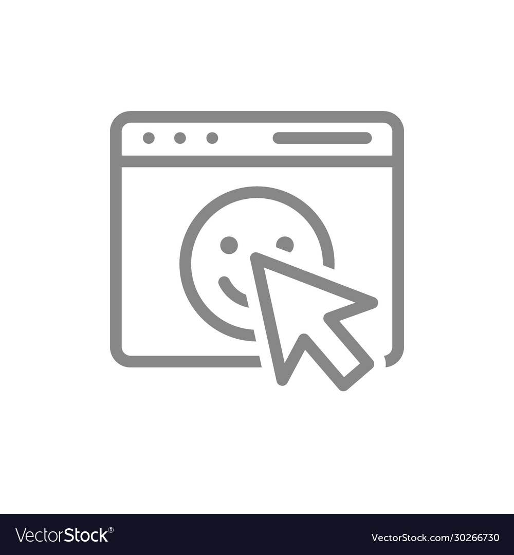 Webpage with happy face and arrow cursor line icon