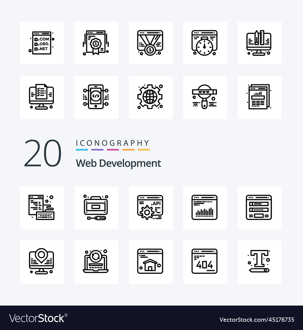 20 web development line icon pack like login