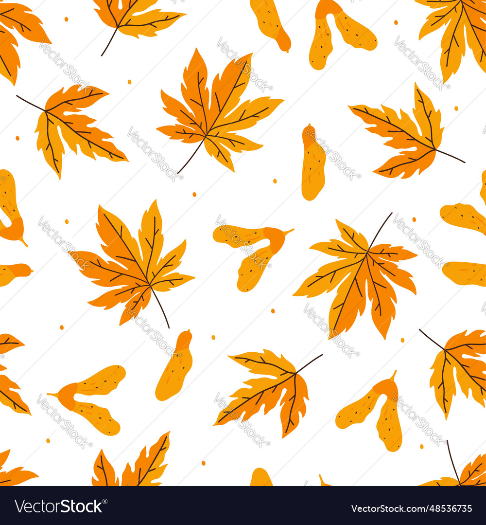 Autumn seamless pattern with golden maple leaves