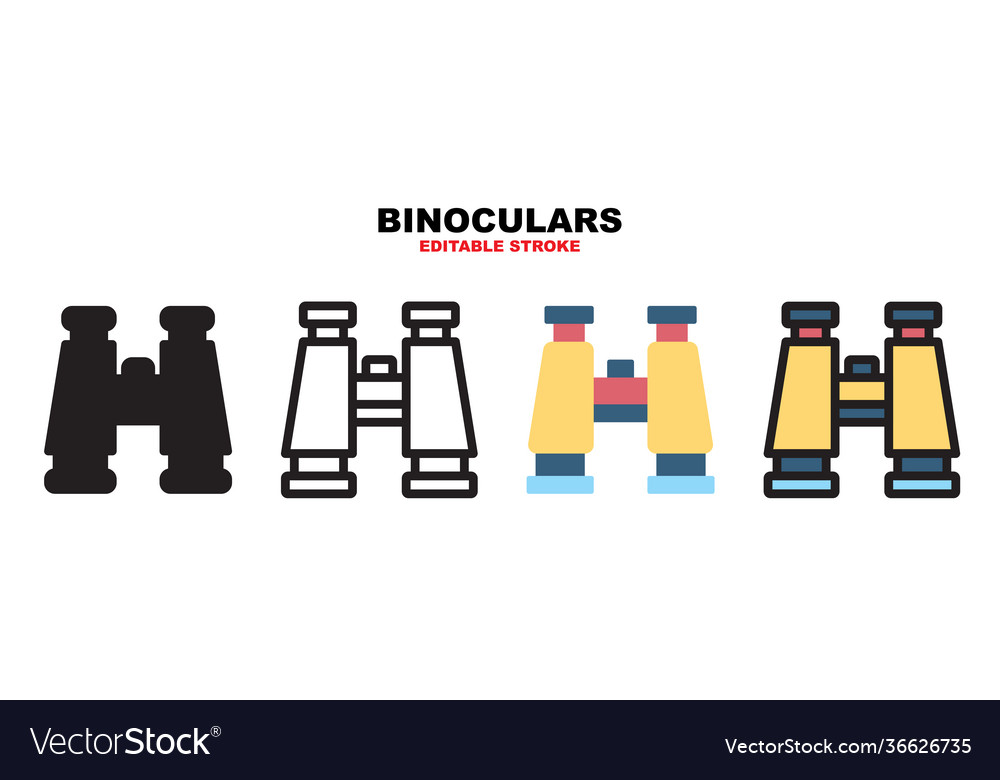 Binoculars icon set with different styles vector image Binoculars icon set with different styles
