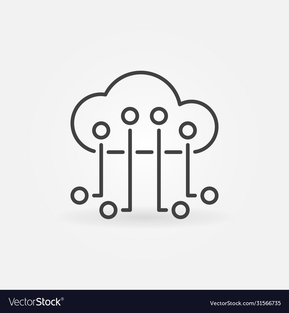 Cloud computing technology linear concept Vector Image Cloud computing technology linear concept