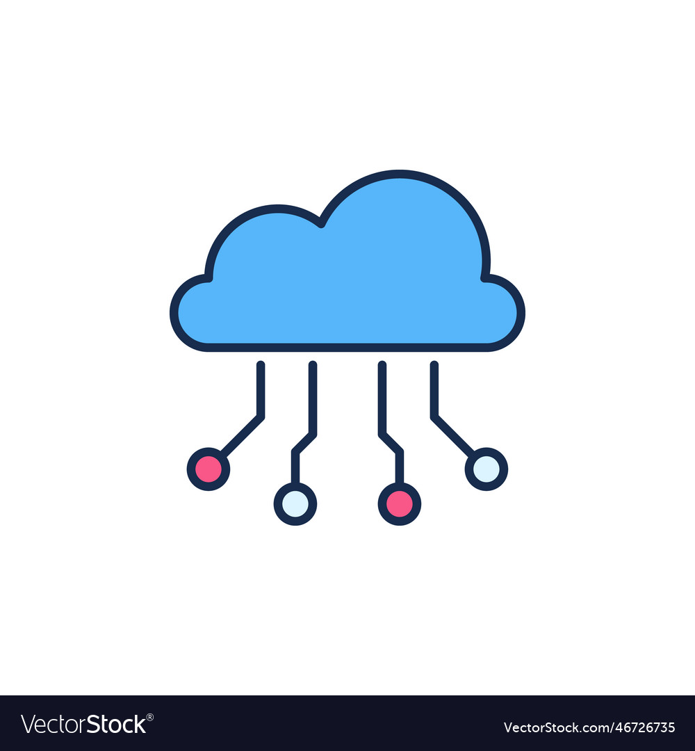Cloud with neural network data concept colored vector image Cloud with neural network data concept colored