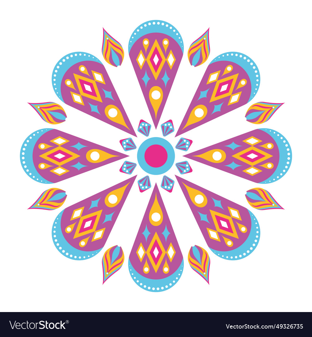 Colored mandala pattern Royalty Free Vector Image