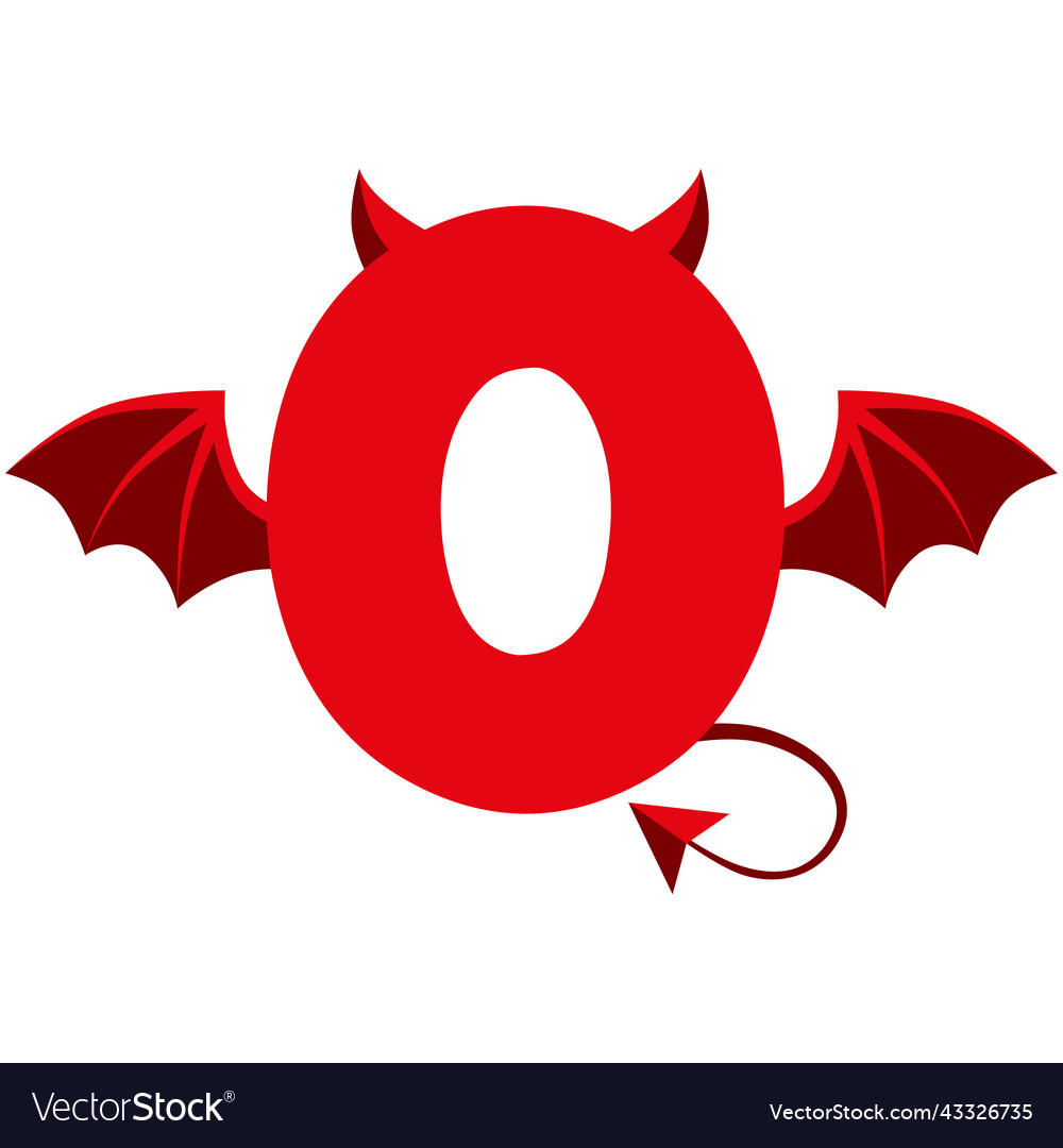 Devil red 0 numbers with wings for ui games vector image Devil red 0 numbers with wings for ui games