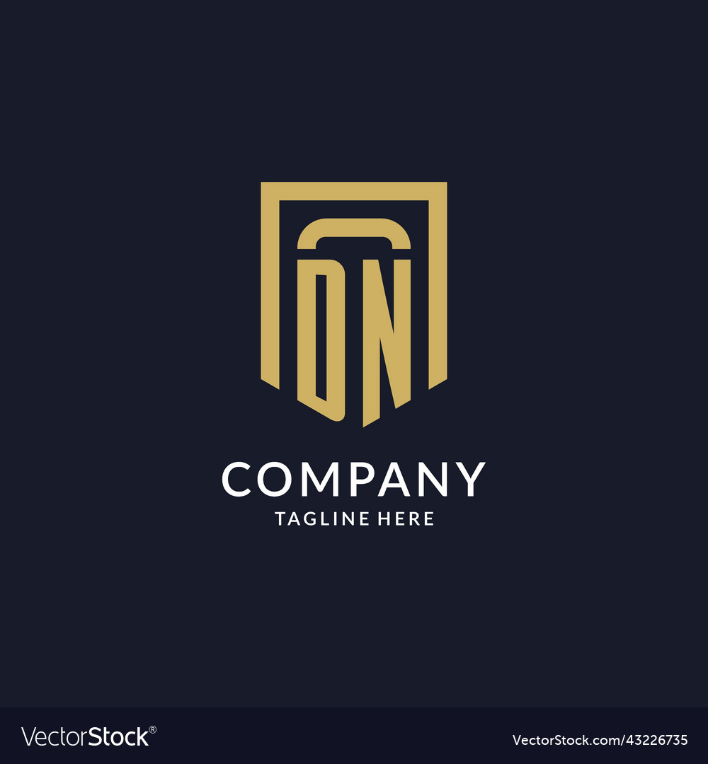 Dn logo initial with geometric shield shape