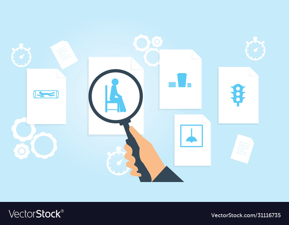 Dokument mit Suchsymbolen Datei und Vergrößerung vector image Dokument mit Suchsymbolen Datei und Vergrößerung