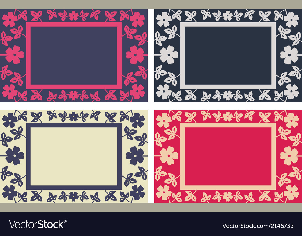 Floral frame in four colors versions