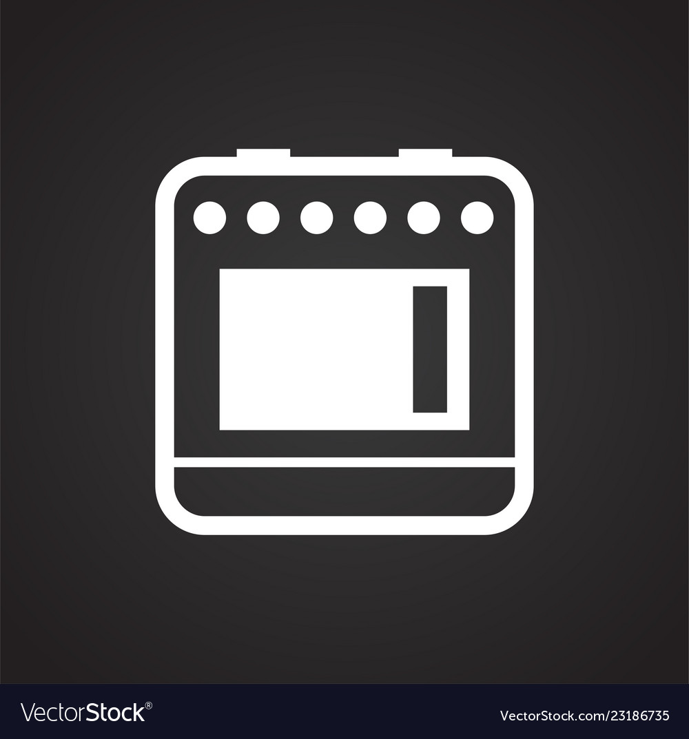 Gas oven icon on black background for graphic
