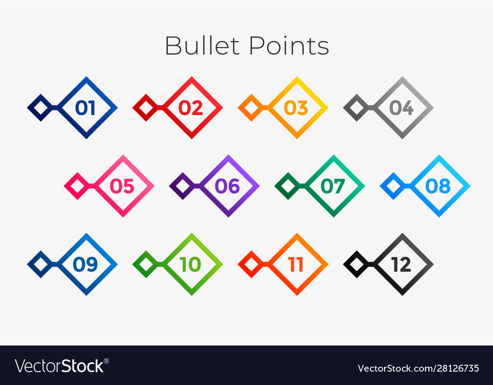 Geometric bullet points numbers from one to twelve vector image Geometric bullet points numbers from one to twelve