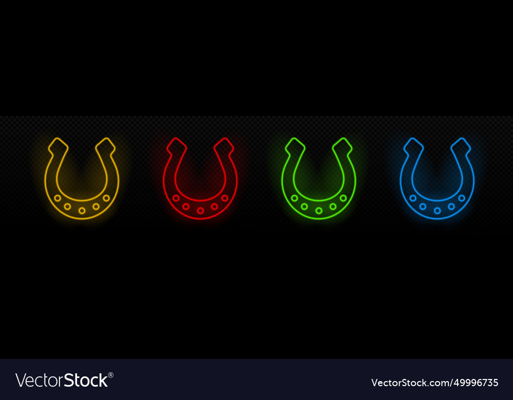 Horseshoe neon icon glowing