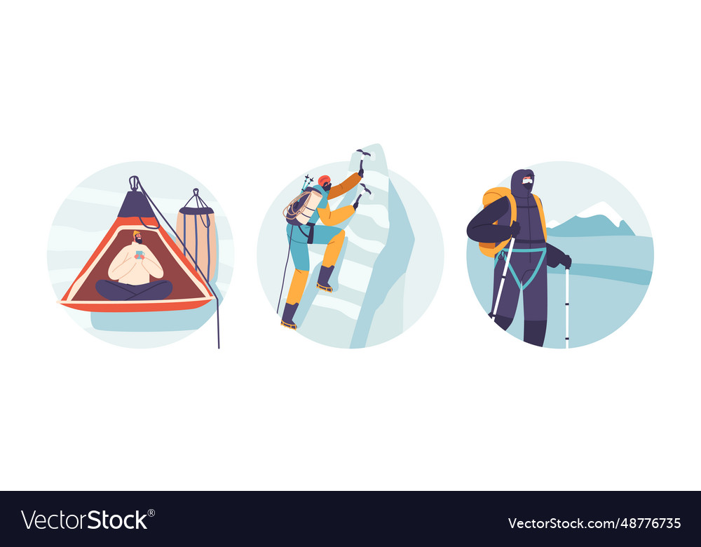 Isolated round icons or avatars with adventurous vector image Isolated round icons or avatars with adventurous