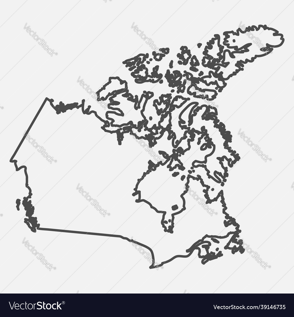 Line map of canada silhouette of canada country Vector Image