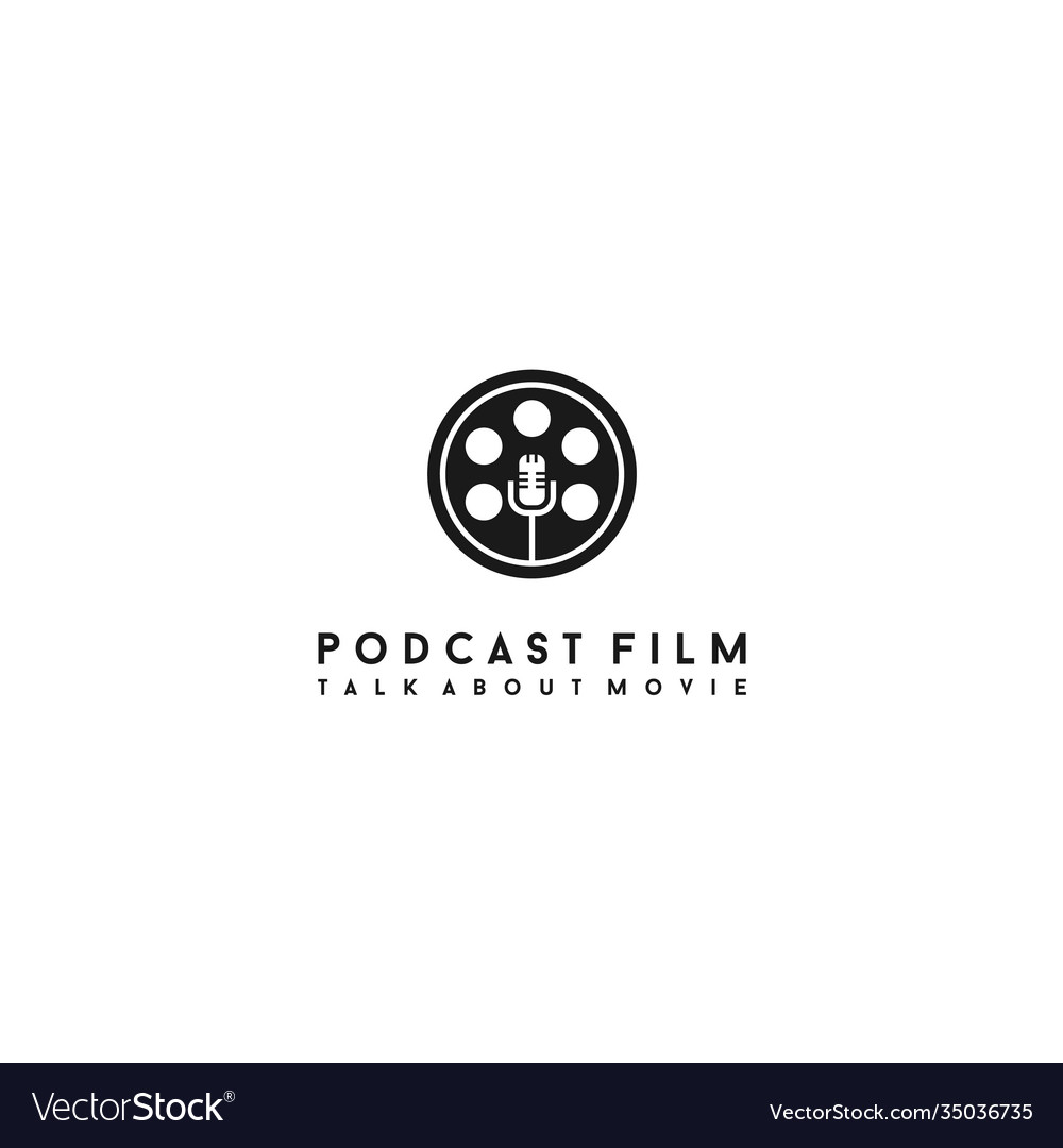 Movie podcast logo design Royalty Free Vector Image