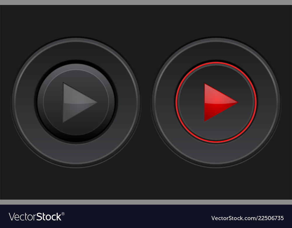 Play Buttons - Black Round Set