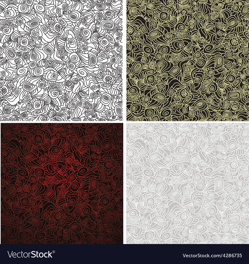 Seamless doodle abstract swirl patterns