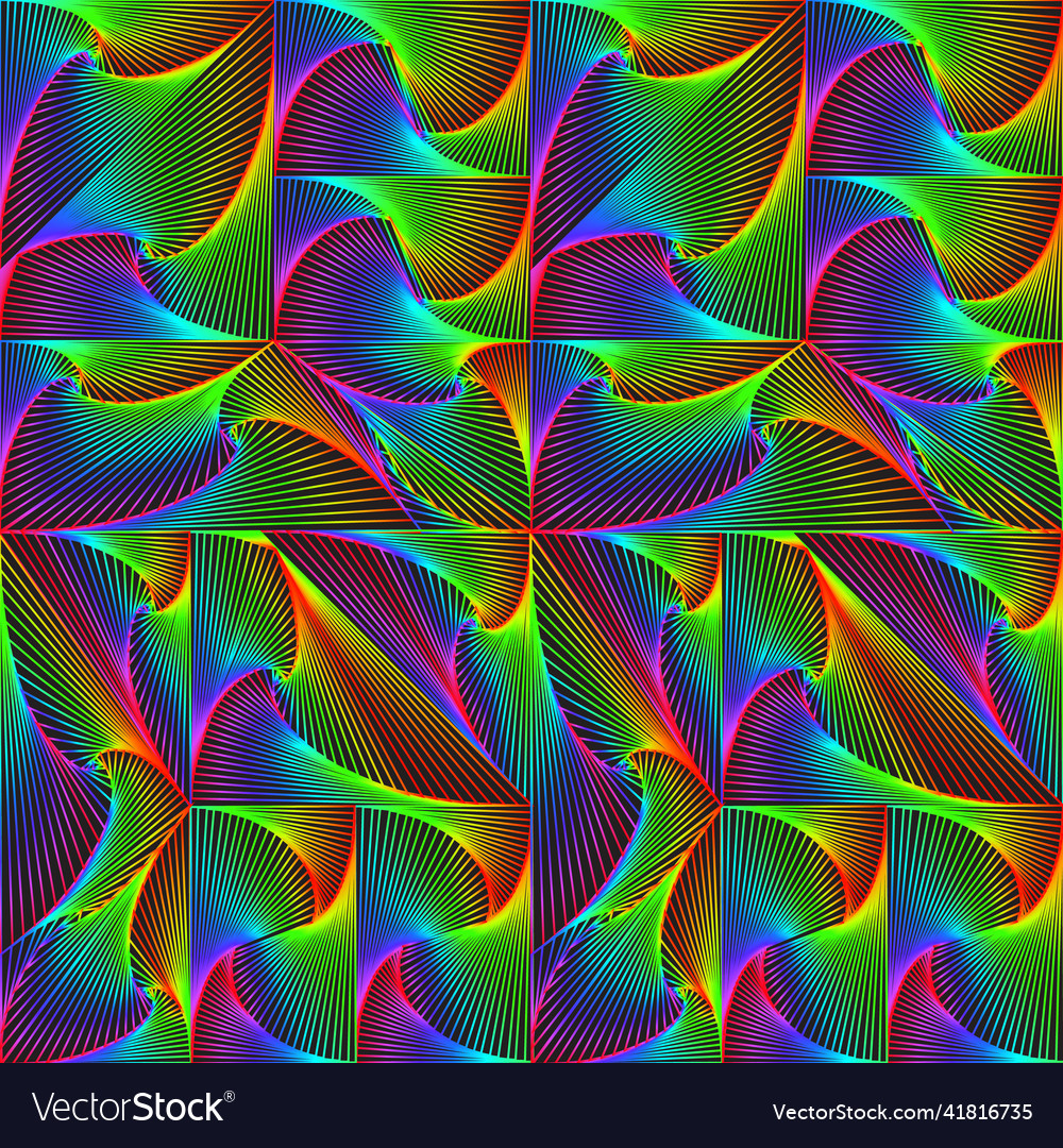 Seamless multicolored pattern of spiral triangles