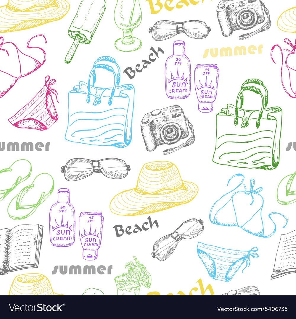 Seamless pattern with colored summer elements