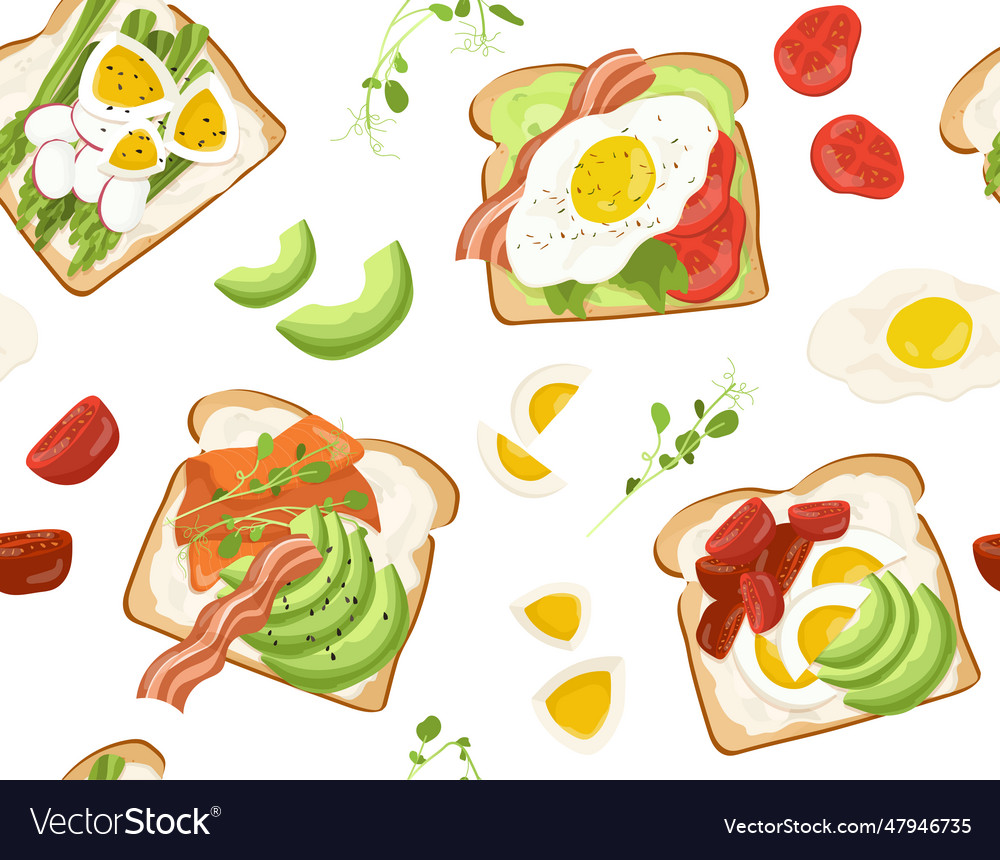 Seamless pattern with various toasts