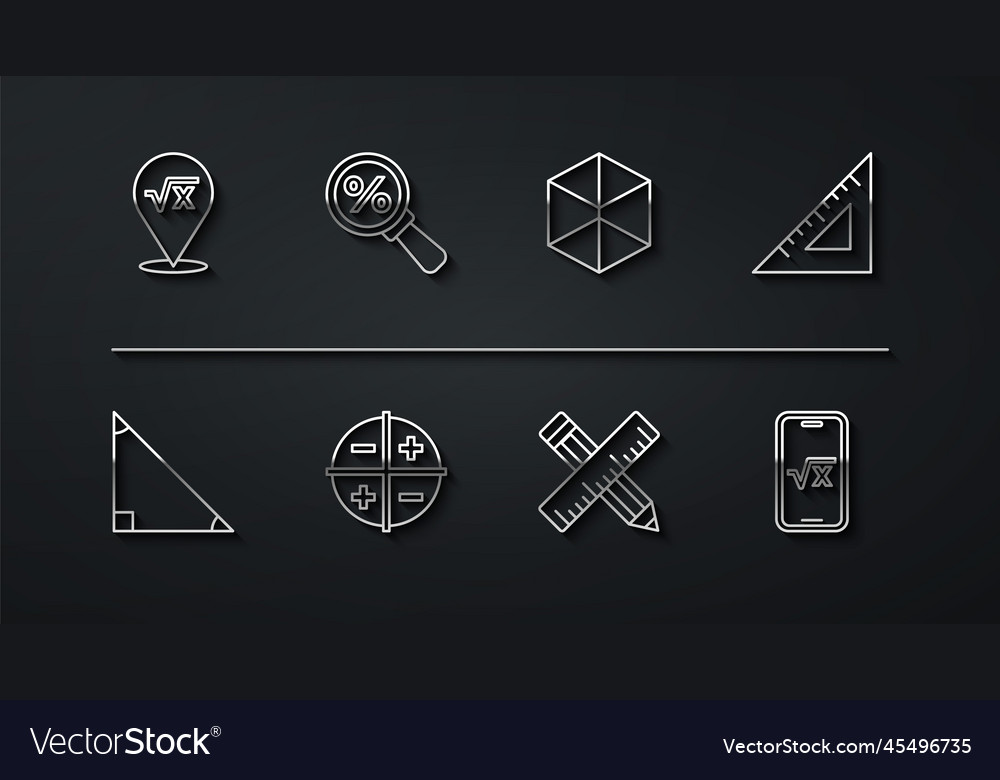 Set line square root of x glyph triangle math vector image Set line square root of x glyph triangle math