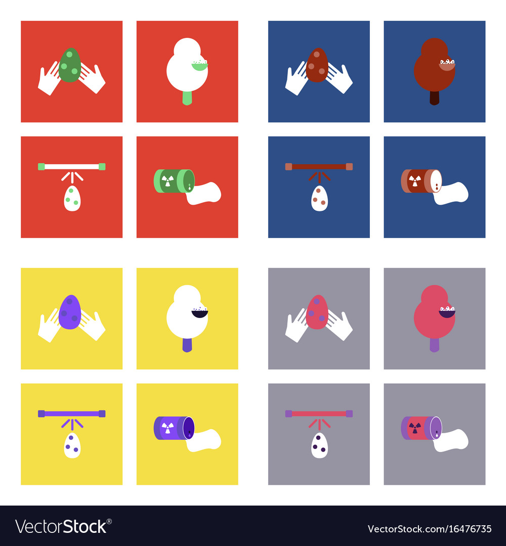 Set of modern eco system icons in flet style