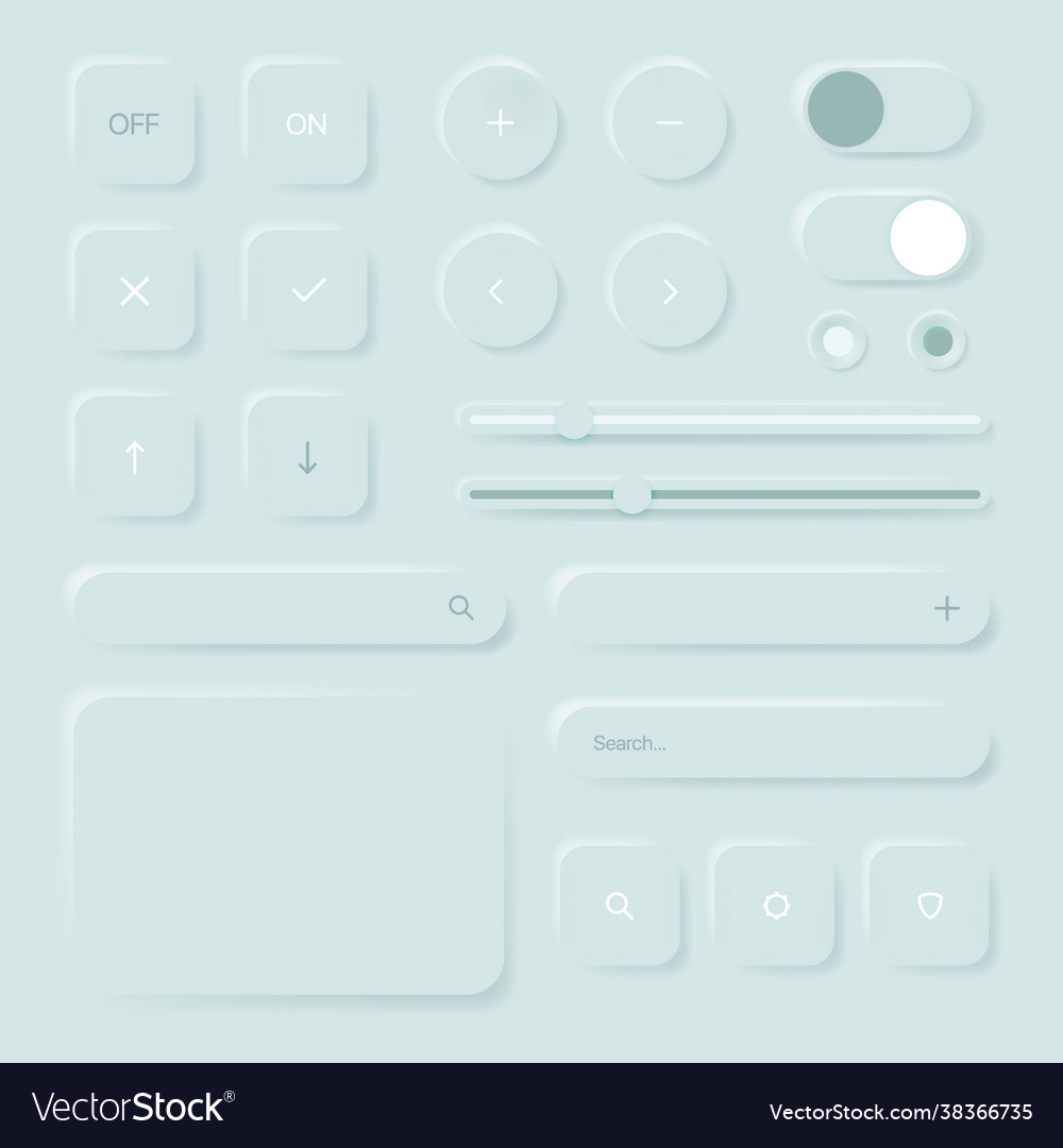 Settings user interface light isolated buttons vector image Settings user interface light isolated buttons