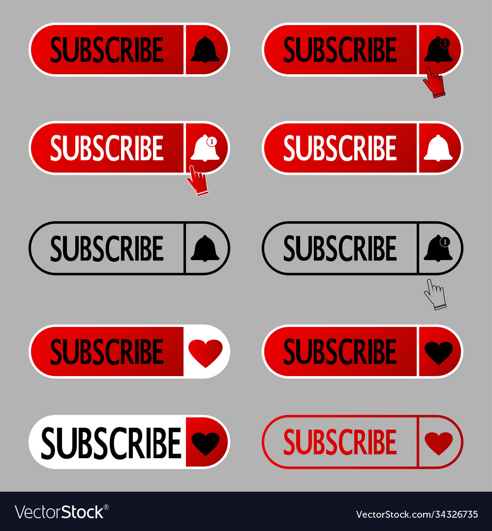 Subscribe button set subscribing icons Vector Image Subscribe button set subscribing icons
