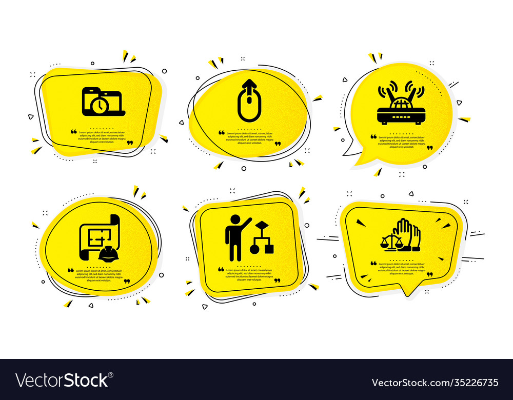 Wifi swipe up and engineering plan icons set vector image Wifi swipe up and engineering plan icons set
