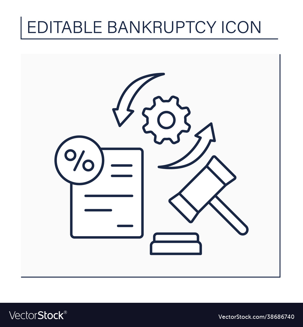 Bankruptcy procedure line icon