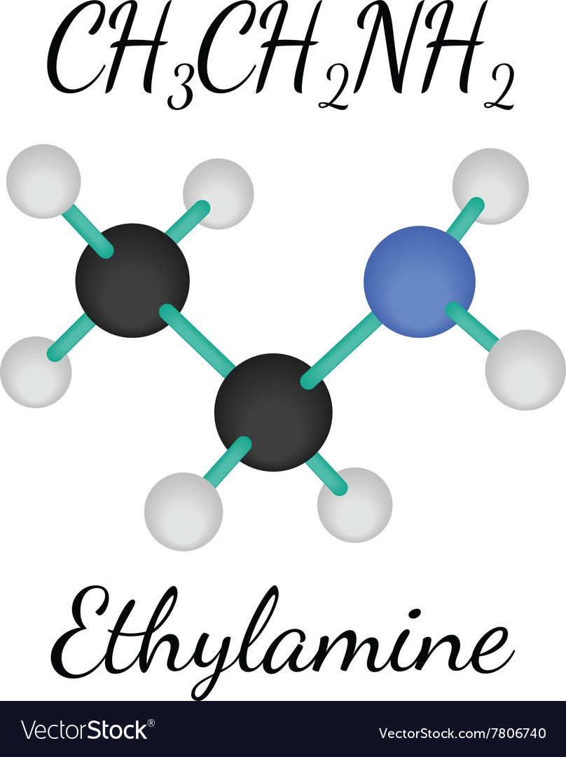 Ch3ch2nh2 ethylamine molecule Royalty Free Vector Image