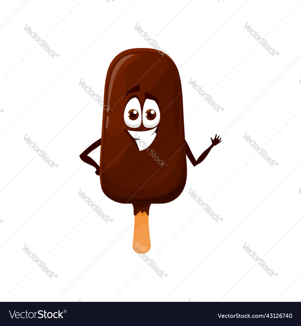 Chocolate popsicle on stick yummy ice cream emoji Vector Image