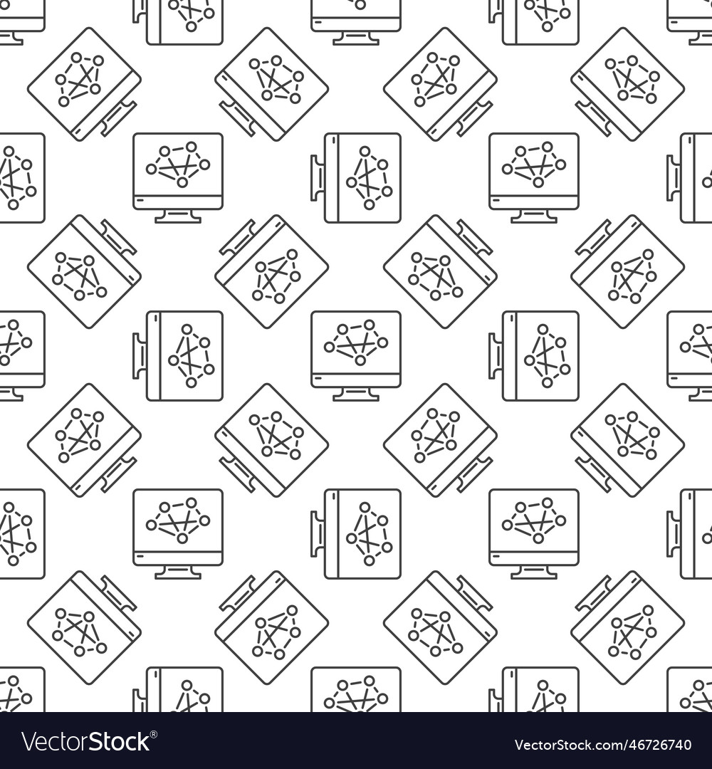 Computer screen with neural network line seamless vector image Computer screen with neural network line seamless