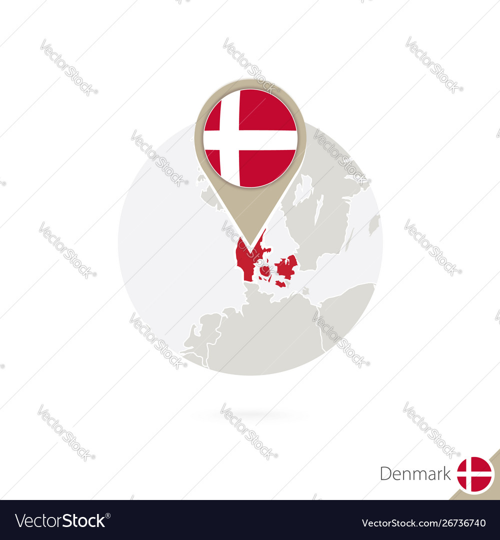 Denmark map and flag in circle