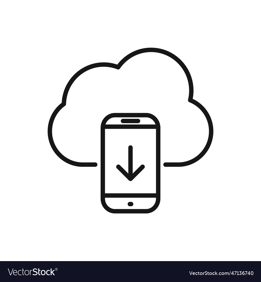 Editable icon of cloud computing to smartphone vector image Editable icon of cloud computing to smartphone
