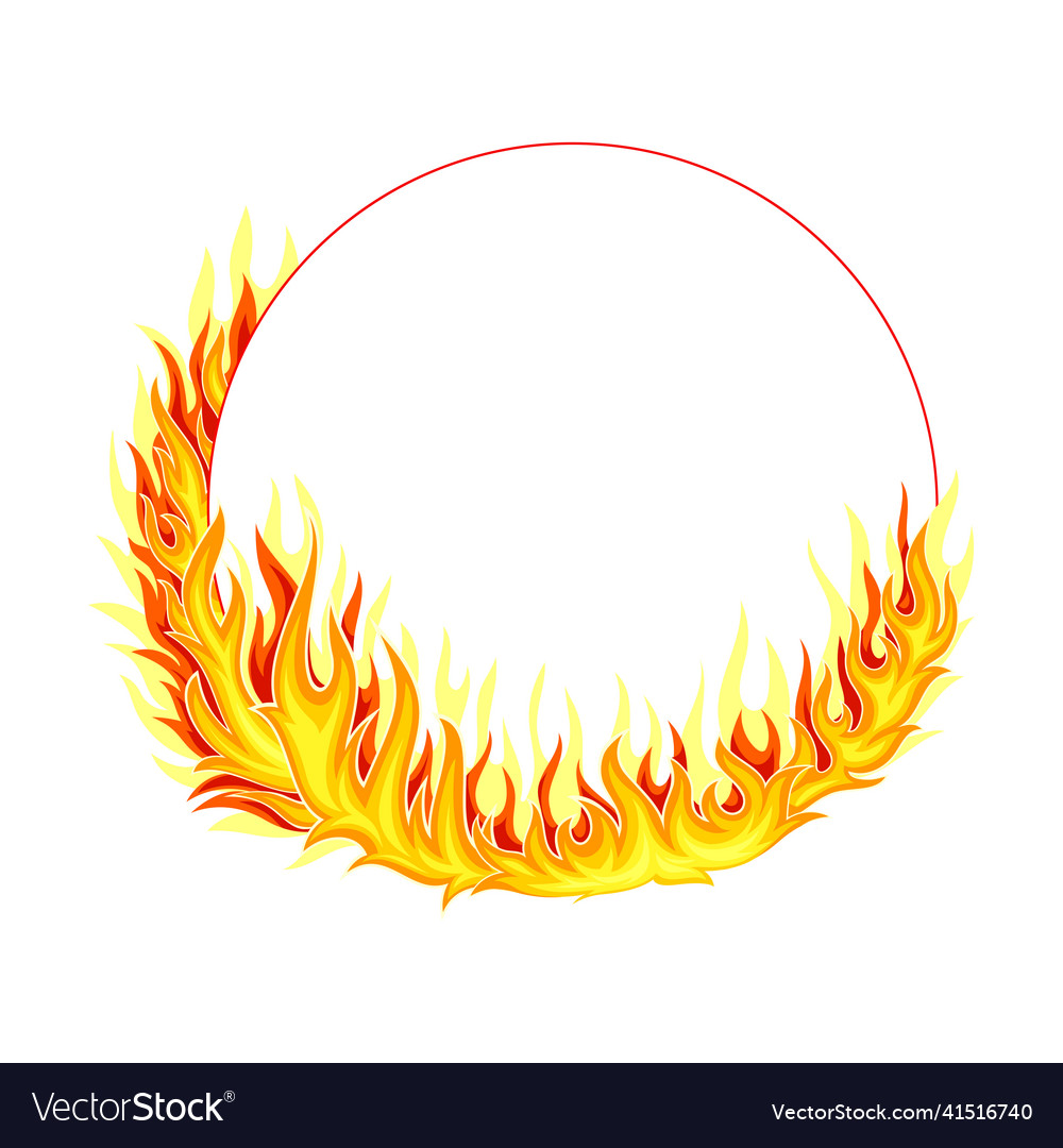 Fire round frame with hot burning tongue of flame Vector Image