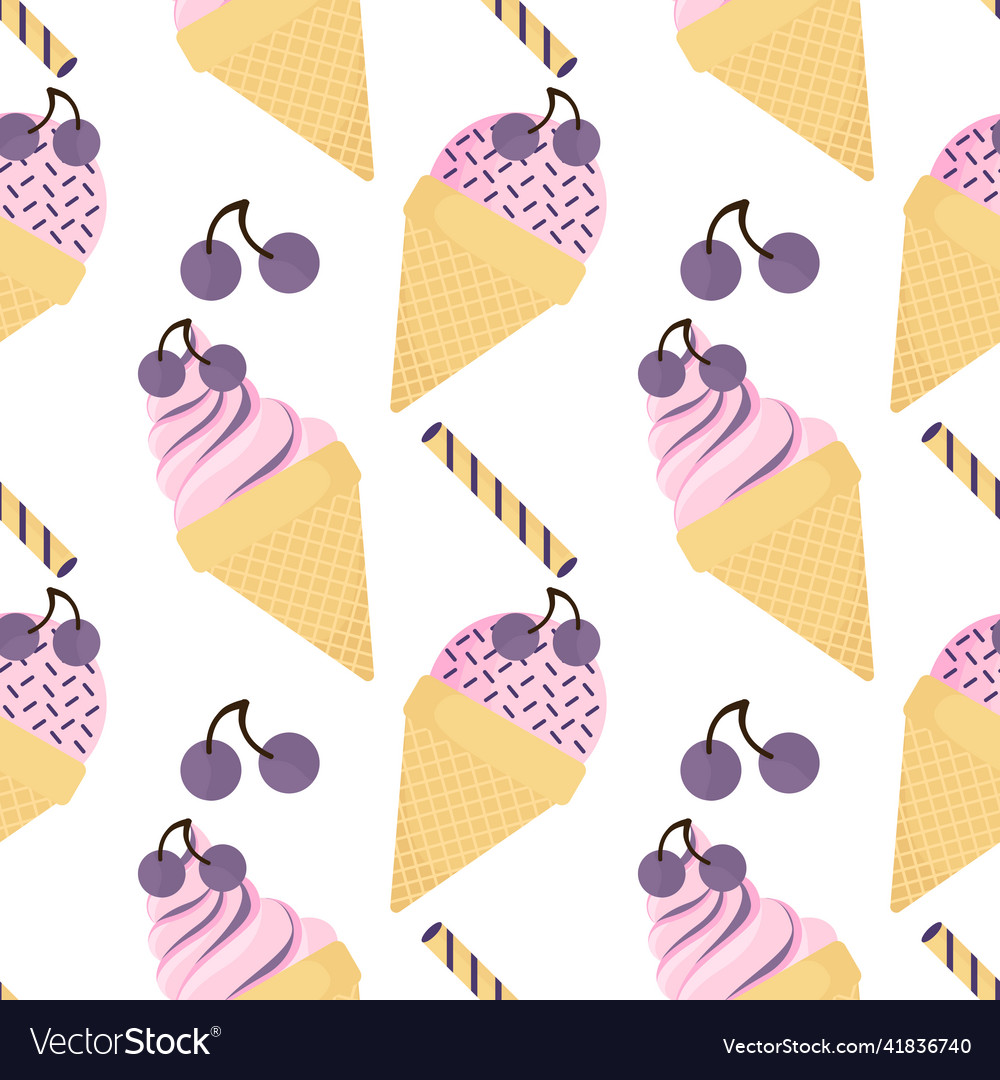 Grape ice cream seamless pattern vector image Grape ice cream seamless pattern
