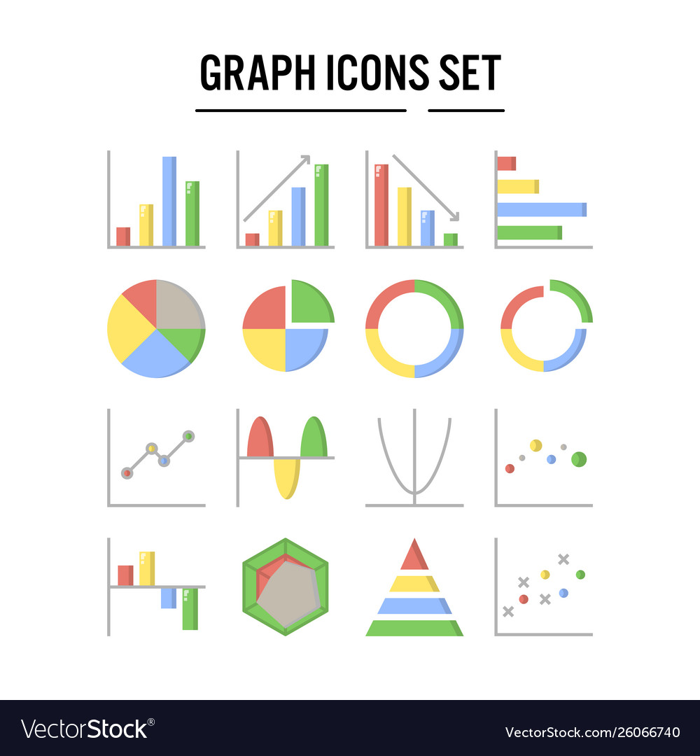 Graph and diagram icon in flat design for web vector image Graph and diagram icon in flat design for web