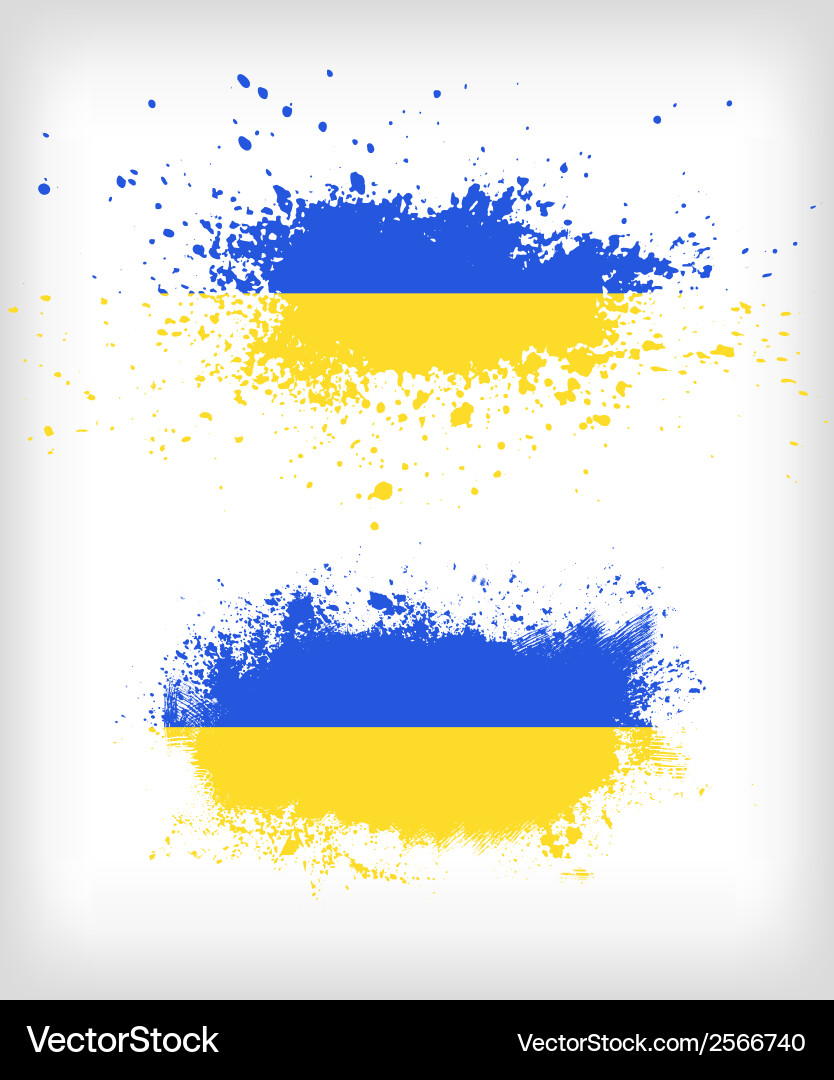 Grunge ukrainian ink splattered flag Royalty Free Vector