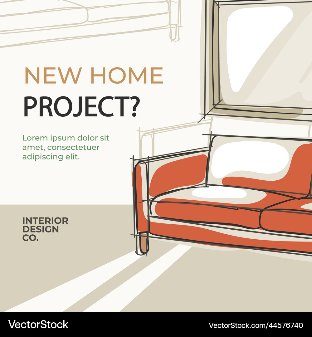 Hand drawn interior design post Royalty Free Vector Image