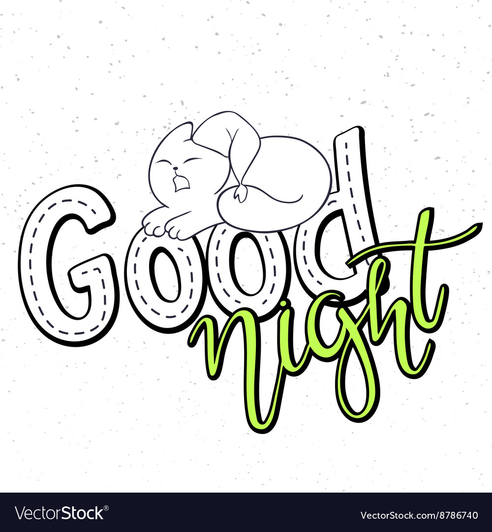 Hand lettering text - good night there is cute
