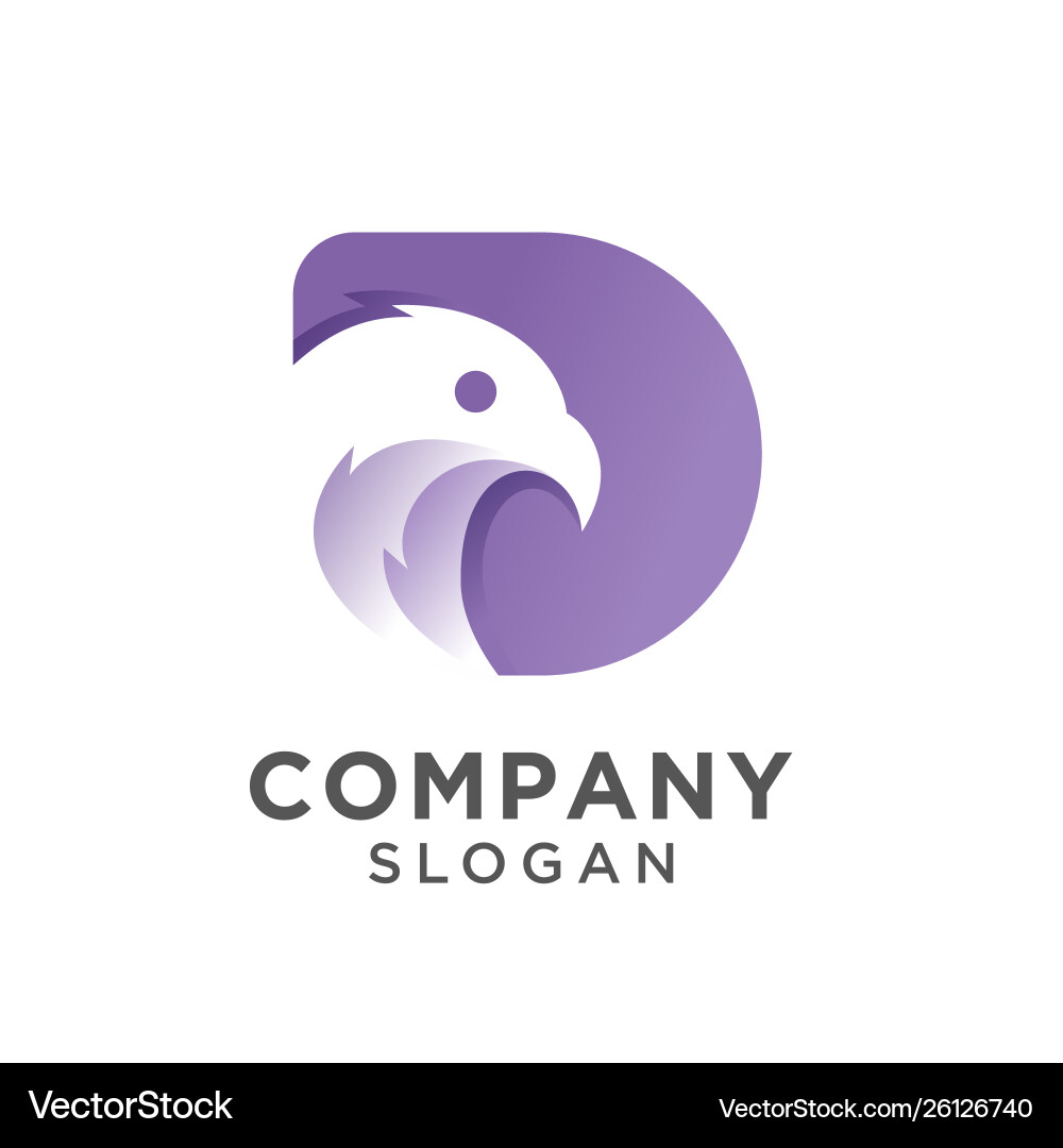 Initial letter d with eagle logo design Royalty Free Vector