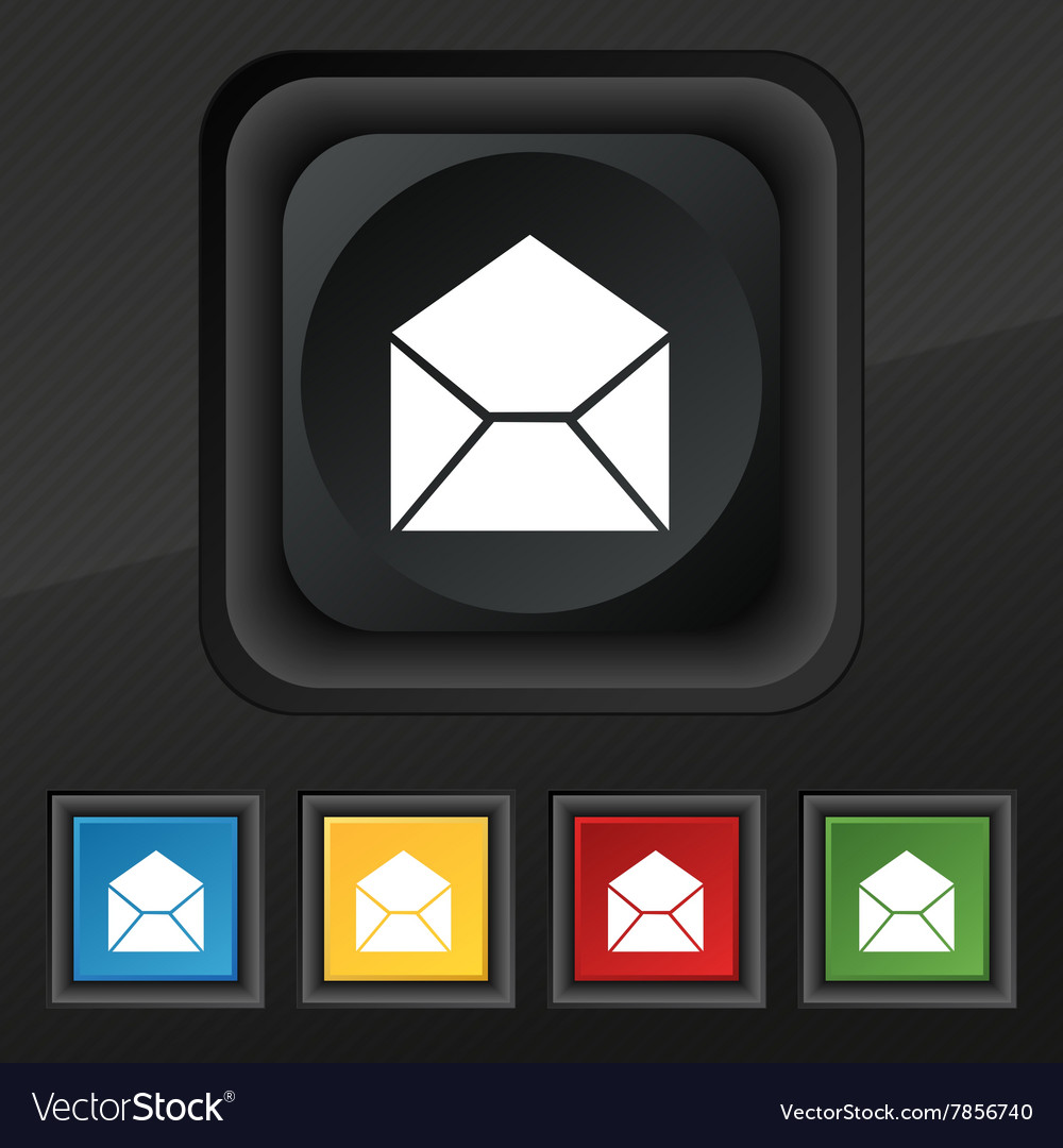 Mail envelope icon symbol set of five colorful Vector Image
