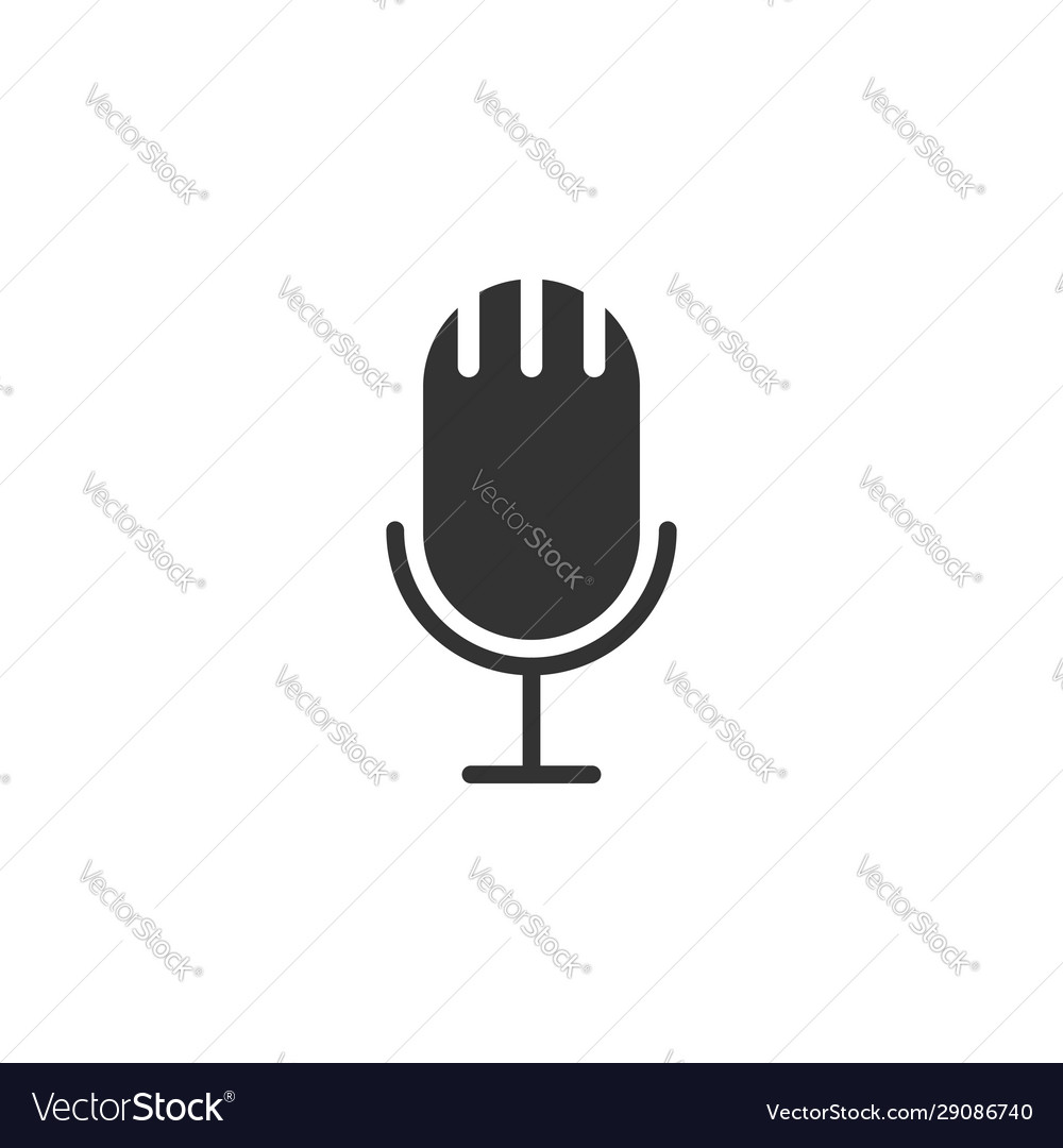 Microphone icon in flat style studio mike