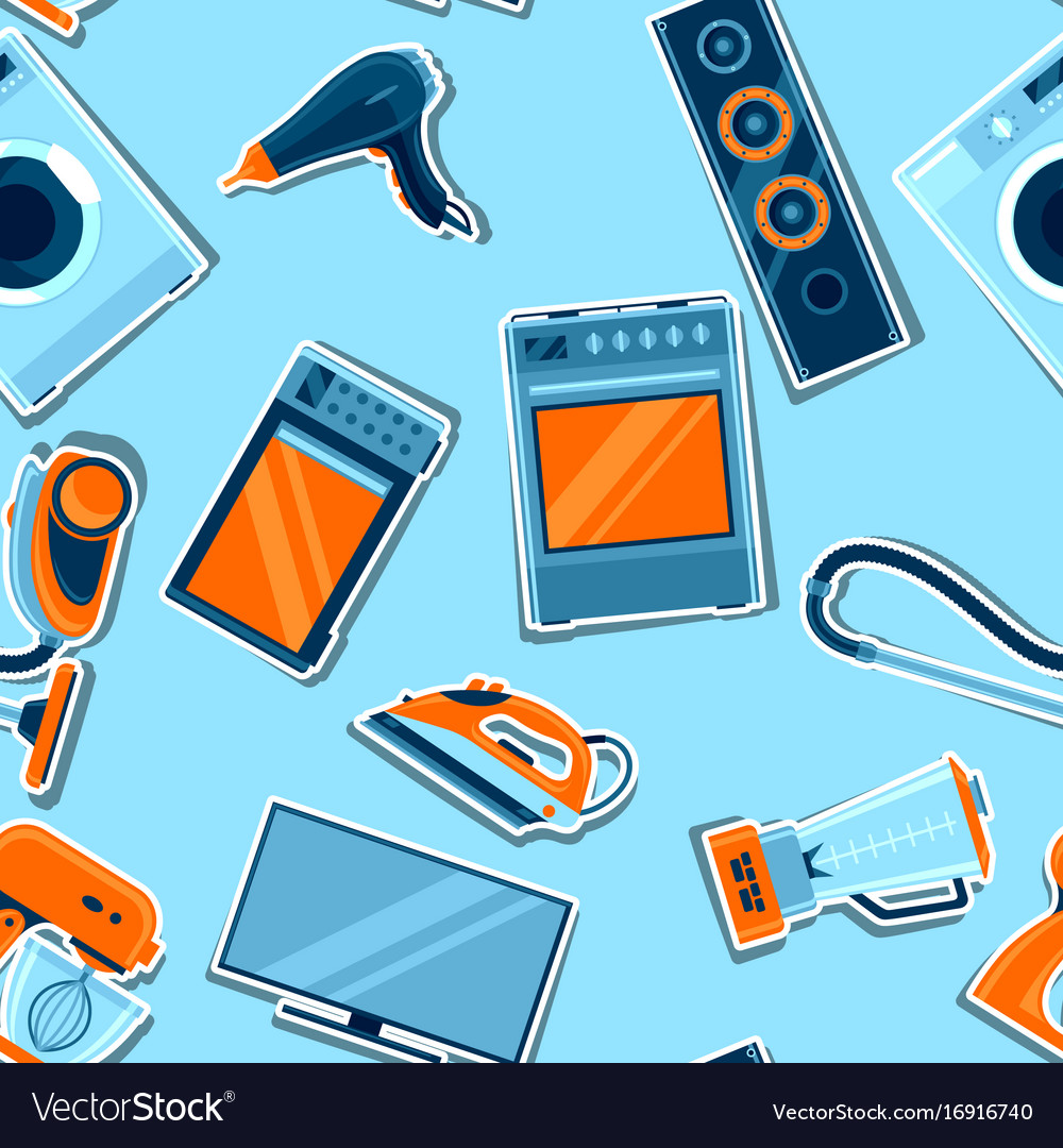 Seamless pattern with home appliances household