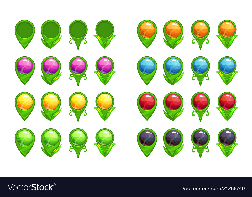 Set of cartoon map pointers Vector Image Set of cartoon map pointers
