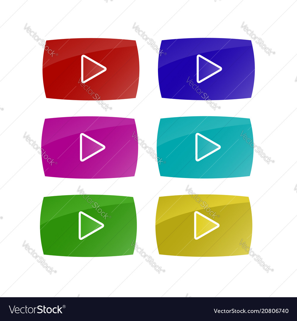 Set of colorful play buttons vector image Set of colorful play buttons