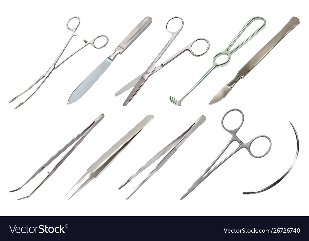 Set surgical instruments different types Vector Image Set surgical instruments different types